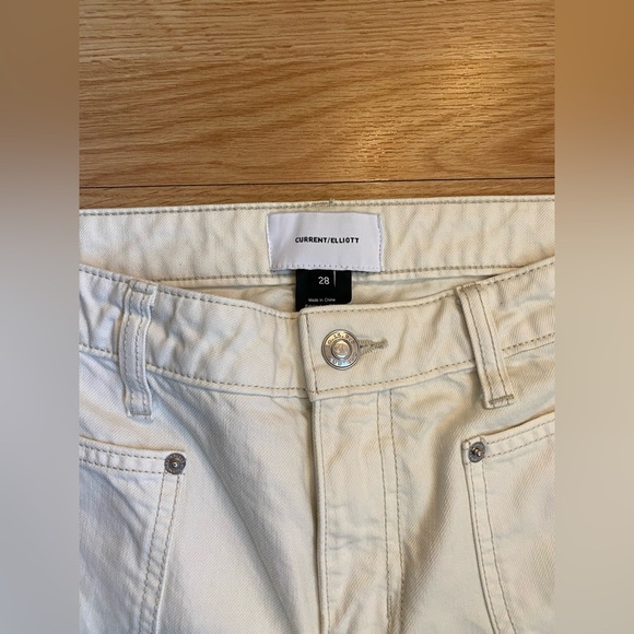 Current Elliott Womens High-Waist Crop Boot Cut Denim Pants Jean Cream Sz 28 - Picture 2 of 3